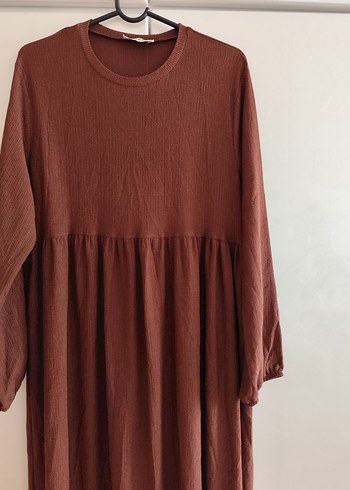 Kadın Kahverengi Uzun Keten Elbise - Görsel 2