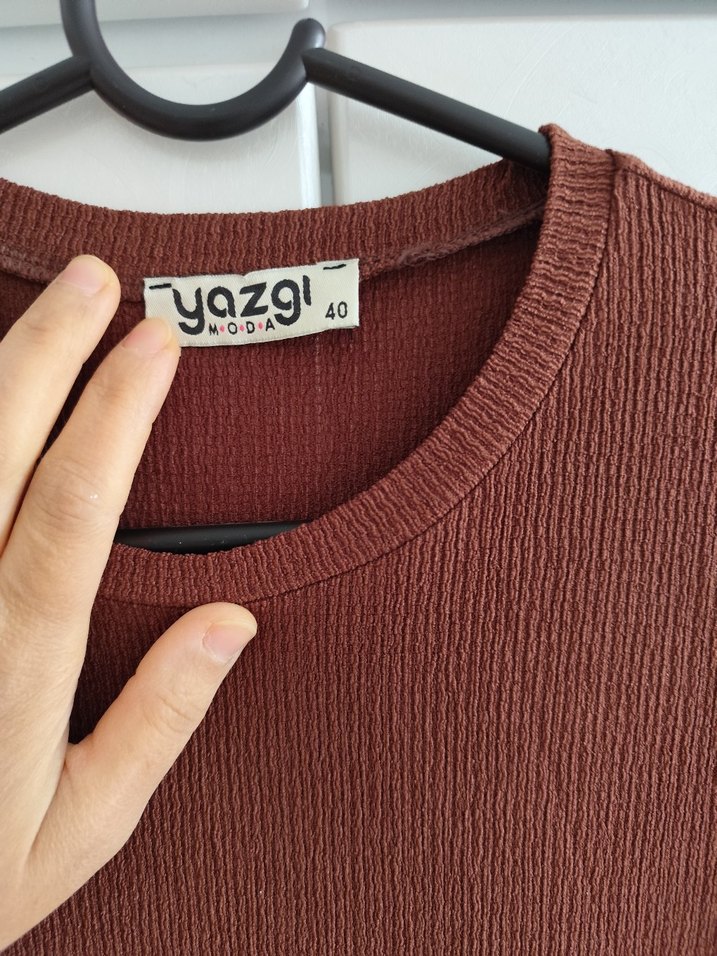 Kadın Kahverengi Uzun Keten Elbise - Görsel 4