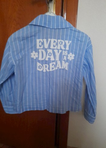 Koton Mavi Çizgili Kız Çocuk Gömlek - Görsel 4