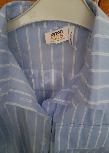 Koton Mavi Çizgili Kız Çocuk Gömlek - Görsel 3