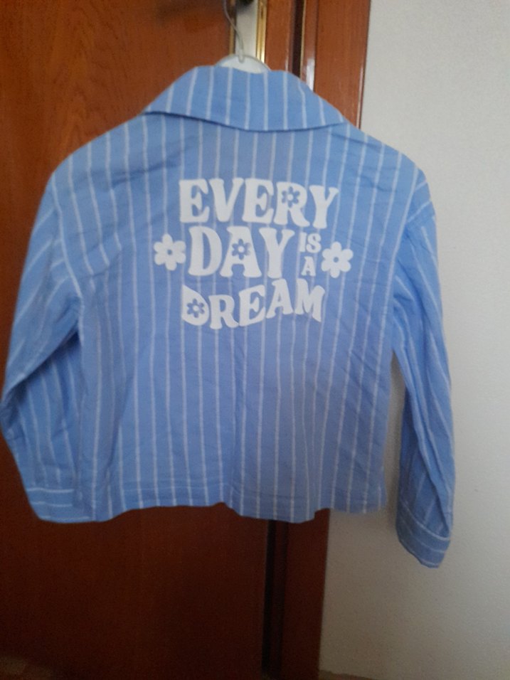 Koton Mavi Çizgili Kız Çocuk Gömlek - Görsel 4