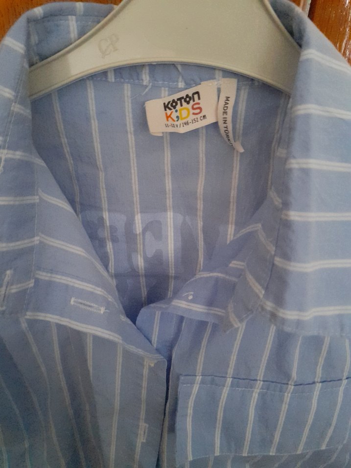 Koton Mavi Çizgili Kız Çocuk Gömlek - Görsel 3