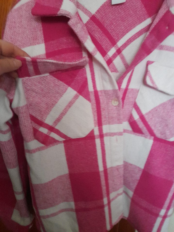 Pembe Ekose Uzun Kollu Rahat Gömlek - Görsel 5