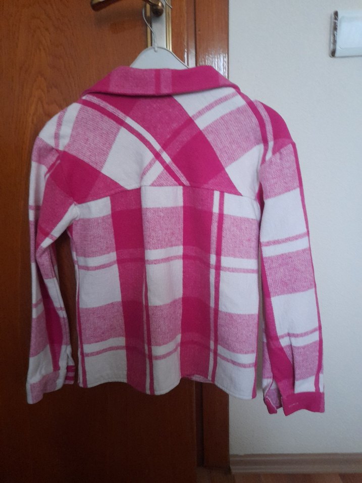 Pembe Ekose Uzun Kollu Rahat Gömlek - Görsel 3