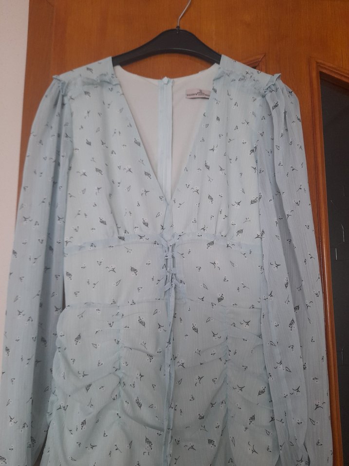 V Yakalı Midi Kadın Elbise - Görsel 2