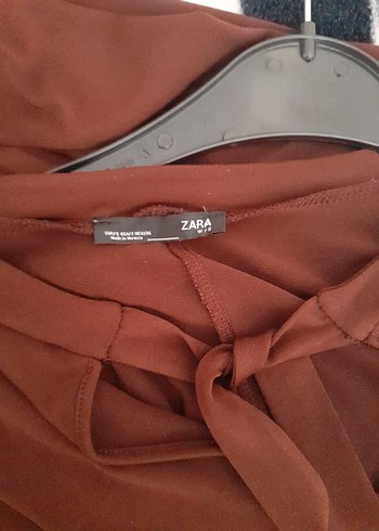 Zara Bordo Uzun Kollu V Yaka Kadın Elbise - Görsel 7