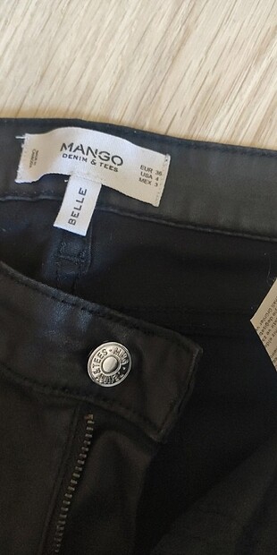 36 Beden Mango siyah deri pantolon 