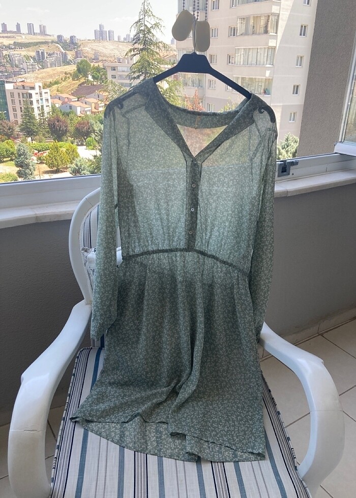 Şifon açık yeşil elbise çok şık - Görsel 2