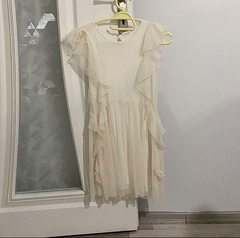 Zara krem elbise
