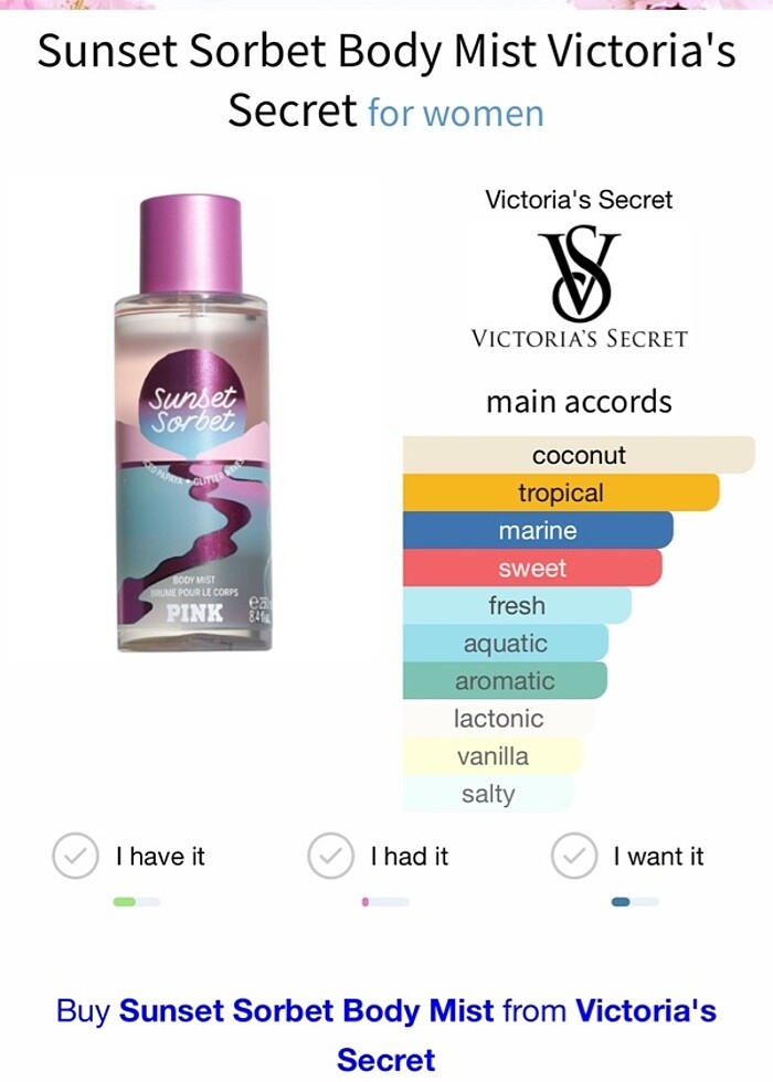 Vs pink sunset sorbet body mist - Görsel 2