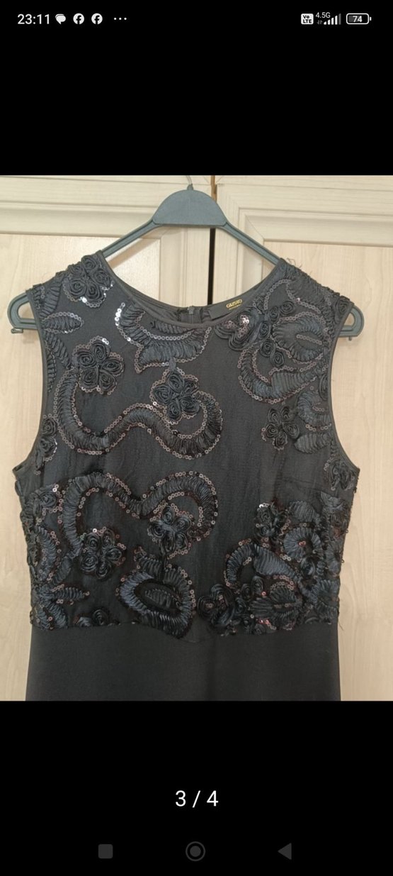 Boncuk İşlemeli Siyah Uzun Abiye Elbise - Görsel 2