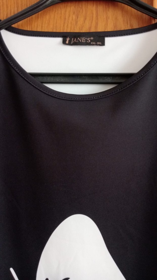 Uzun Kollu Siyah Beyaz Kelebek Desenli Elbise - Görsel 2