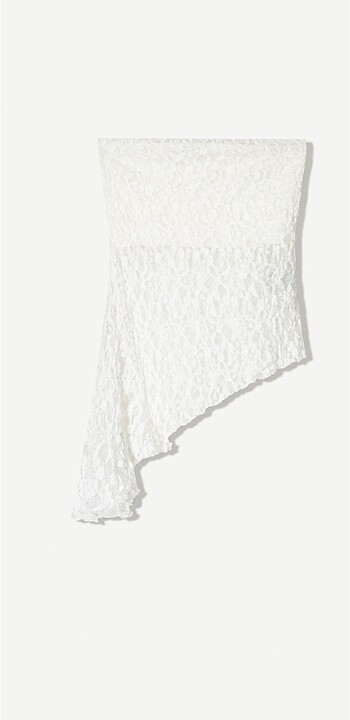 xs Beden Bershka Beyaz Dantel Bandeau Top