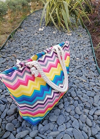 Gökkuşağı model plaj çantası