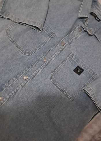 mavi Kısa Kollu Denim Ceket - Görsel 3