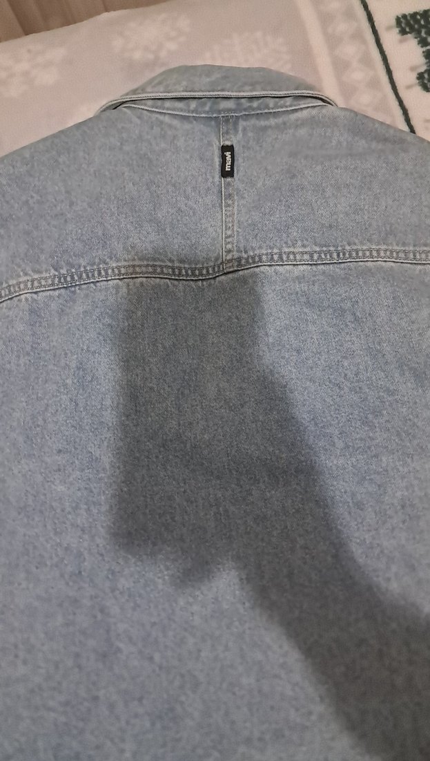 mavi Kısa Kollu Denim Ceket - Görsel 5