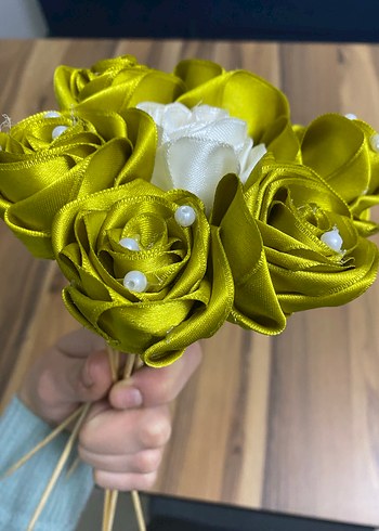 Sarı ve Beyaz Kurdele el yapımı - Görsel 3