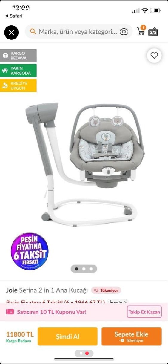 Joie Serina 2'si 1 Arada Bebek Ana Kucağı Gri - Görsel 2