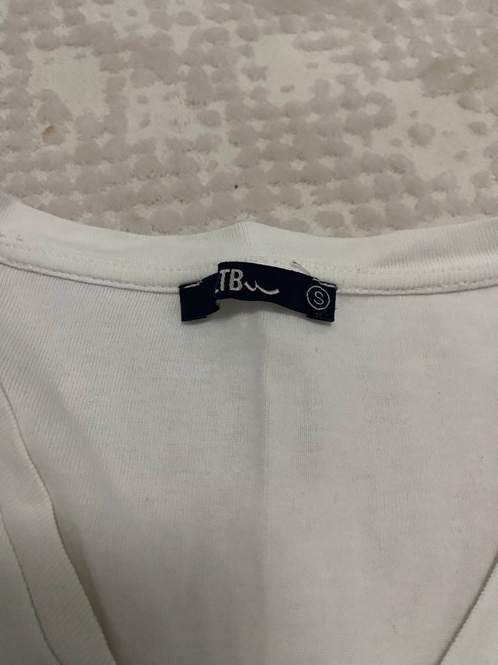 Erkek Beyaz V Yaka Uzun Kollu Basic Sweatshirt - Görsel 2