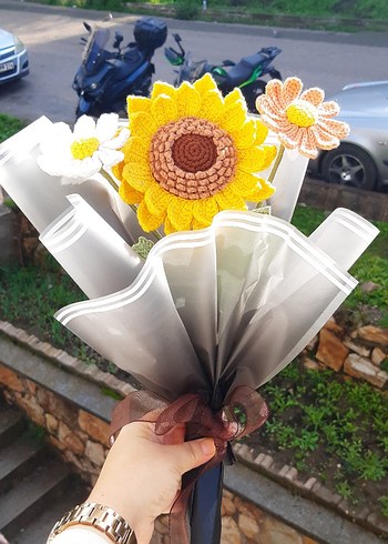 Bohem Tarzı El Örgüsü Çiçek Buketi - Görsel 2