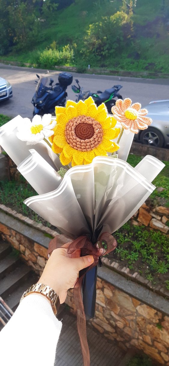 Bohem Tarzı El Örgüsü Çiçek Buketi - Görsel 2