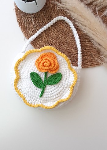 Renkli Örgü Çiçekli Bohem Çanta - Görsel 2