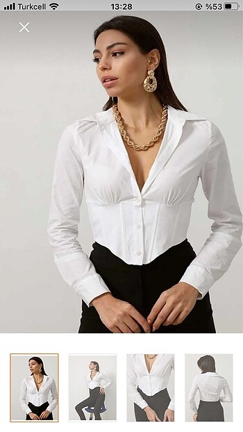 Crop slim fit dar gömlek