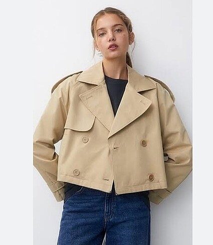 Pull and bear kısa trençkot