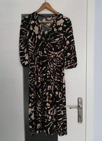 m Beden Leopar desen elbise 