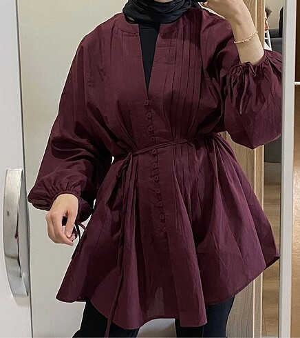 s Beden bordo Renk manuka nervür detaylı vual tunik bordo