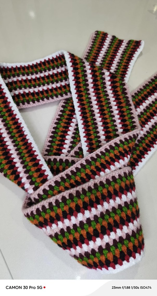 Renkli Örgü Bohem Kadın Atkı - Görsel 2