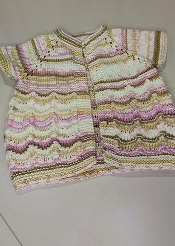 Kız Çocuk Bohem Örgü Kısa Kollu Hırka - Görsel 2