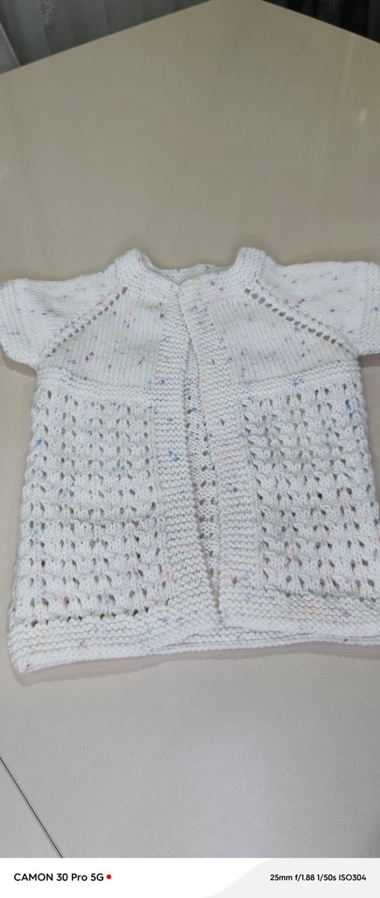 Kız Çocuk Bohem Örgü Beyaz Kolsuz Hırka - Görsel 2