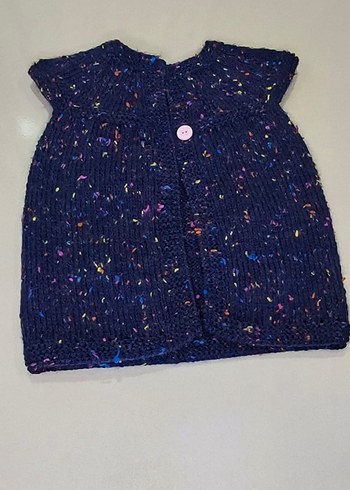 Renkli Örgü Kız Çocuk Kolsuz Hırka - Yelek - Görsel 3