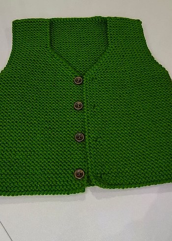 Erkek Çocuk Yeşil Örgü Yelek - Görsel 3