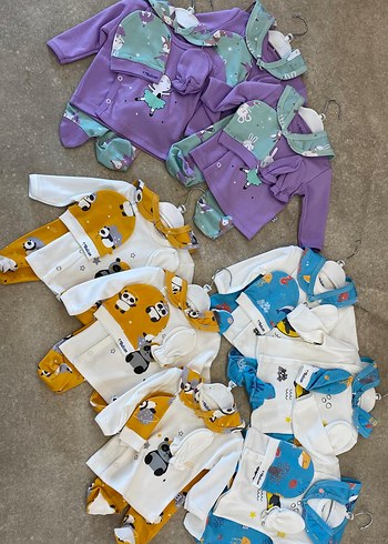 Bebek Erkek Renkli Baskılı 5 parça zıbın takımı - Görsel 2