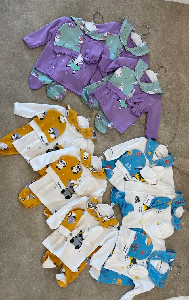 Bebek Erkek Renkli Baskılı 5 parça zıbın takımı - Görsel 2