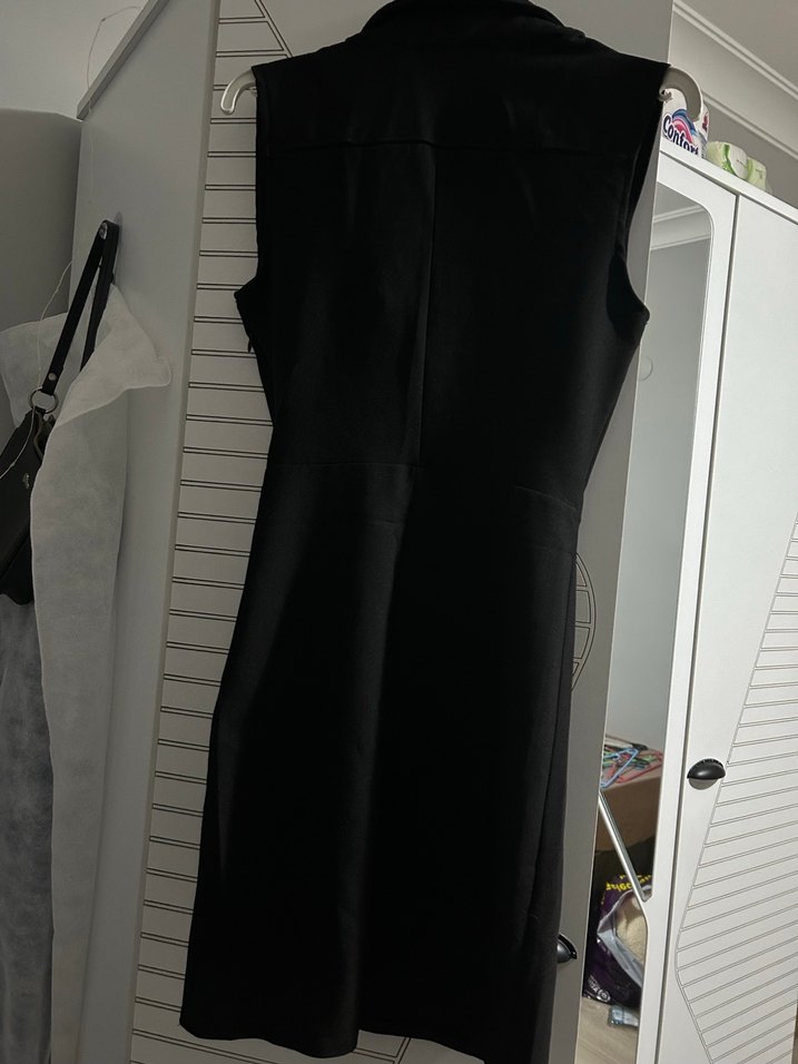 Siyah Düğmeli Midi Elbise - Görsel 2