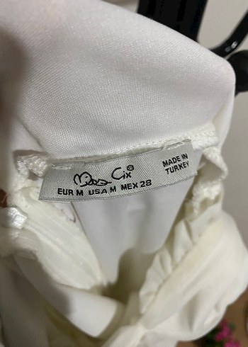 Beyaz Drapeli V Yaka Midi Elbise - Görsel 3