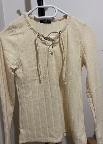 Beyaz Örgü Uzun Kollu Kadın Kazak - Görsel 3