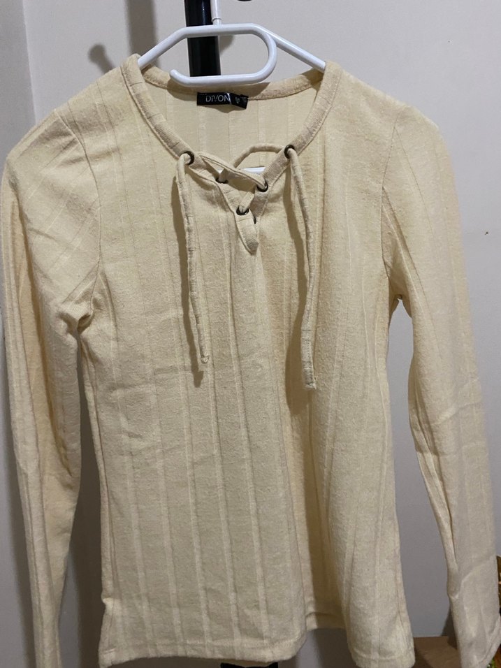 Beyaz Örgü Uzun Kollu Kadın Kazak - Görsel 3