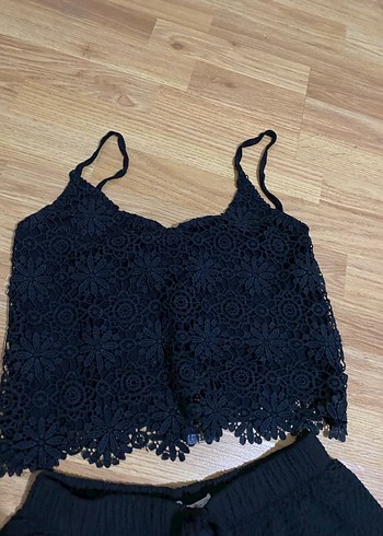 Siyah Dantelli Kadın Mini Tulum - Görsel 3