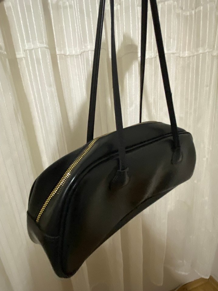 Klasik Siyah Deri Kadın Çanta - Görsel 3