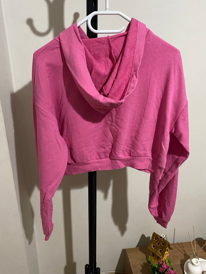Pembe Kapüşonlu Kadın Sweatshirt - Görsel 2