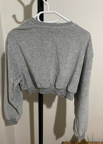 Gri Uzun Kollu Kadın Sweatshirt - Görsel 2