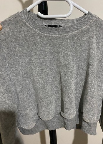 Gri Uzun Kollu Kadın Sweatshirt - Görsel 3