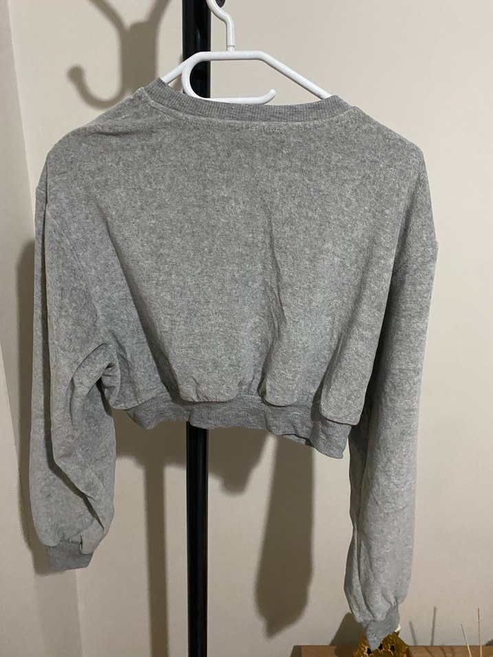 Gri Uzun Kollu Kadın Sweatshirt - Görsel 2