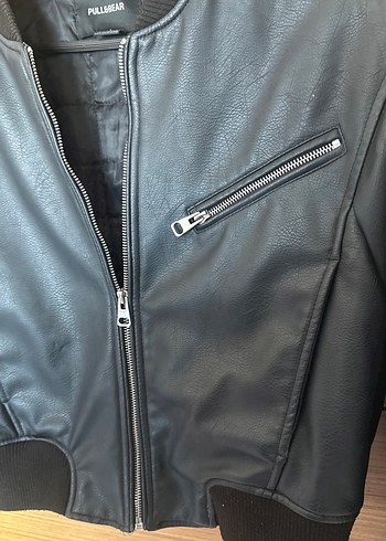 Pull and Bear Pull Bear Siyah Deri Ceket