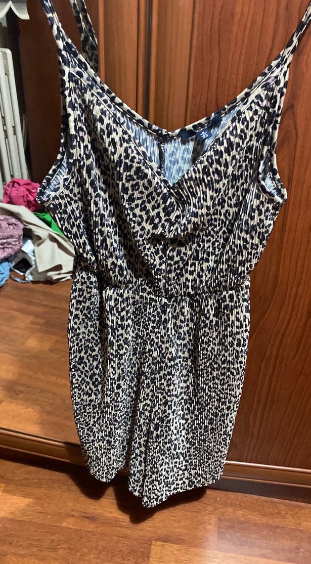 Kadın Kahverengi Zebra Desenli Kemerli Mini Tulum XS BEDEN - Görsel 2