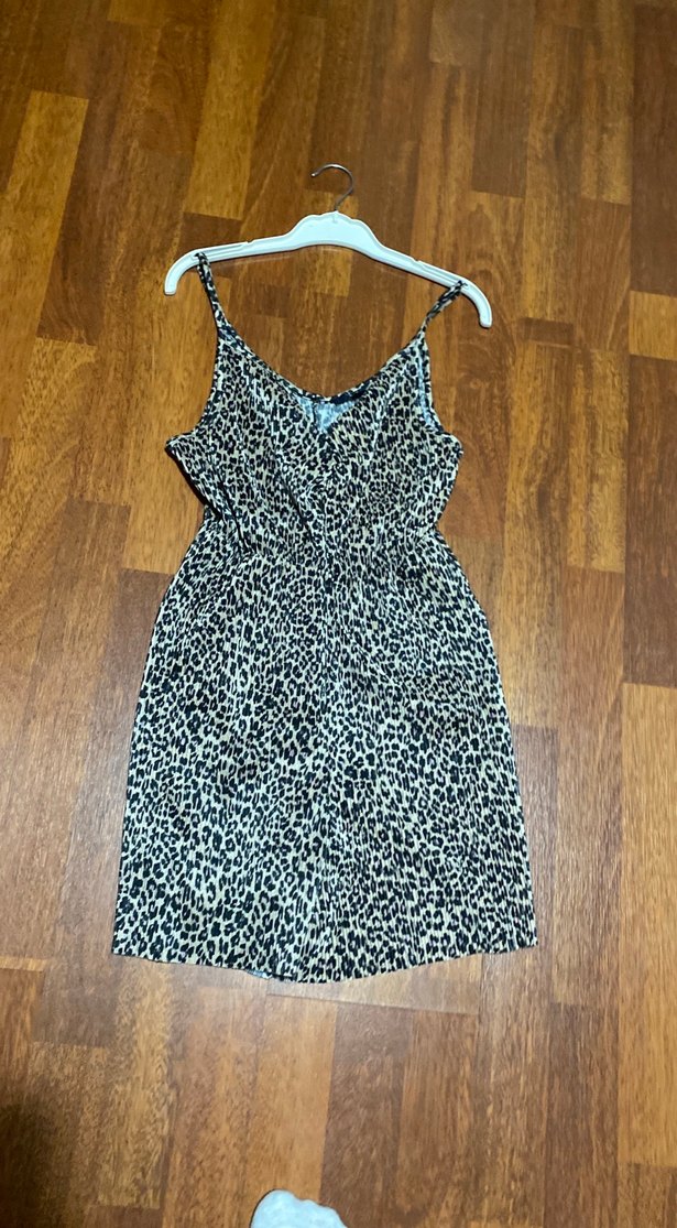 Kadın Kahverengi Zebra Desenli Kemerli Mini Tulum XS BEDEN - Görsel 5